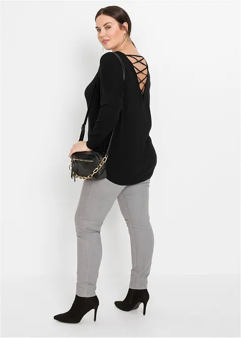 Finstrikket genser i viskosemiks, bonprix