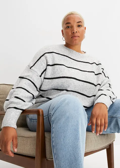 Oversized genser med stripemønster, bonprix