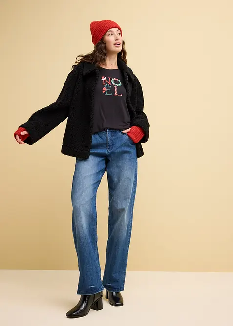 Wide Leg-jeans High Waist, komfortlinning, bonprix