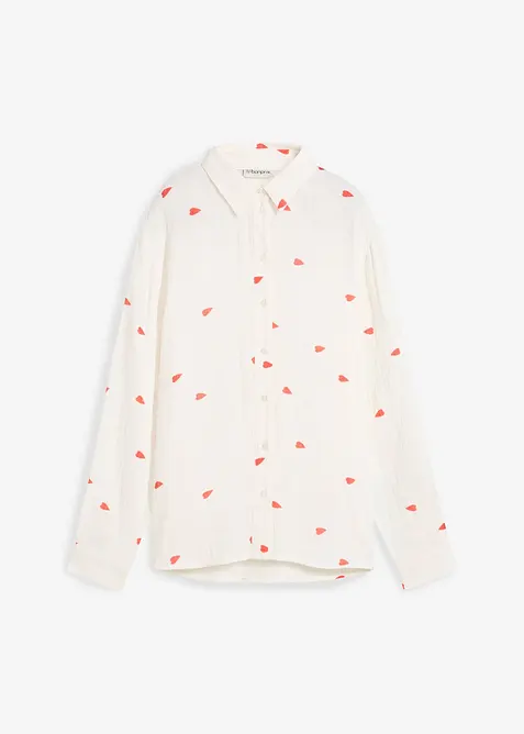 Musselin-bluse med hjertem&oslash;nster, bonprix