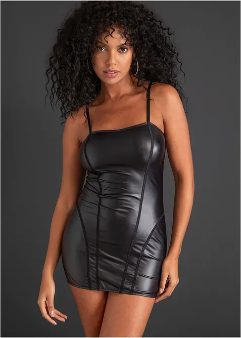 Kjole i wetlook, bonprix