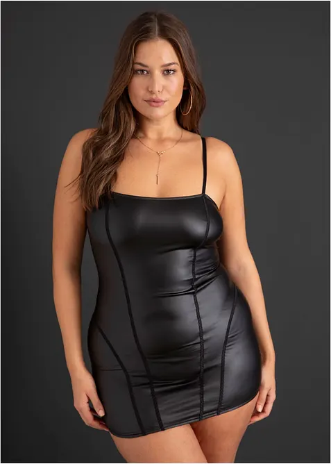 Kjole i wetlook, bonprix
