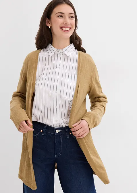 Strikkejakke i 100% bomullsslub-materiale, bonprix