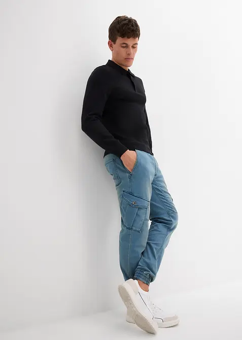 Regular Fit sweat-jeans med cargolommer, Straight, bonprix