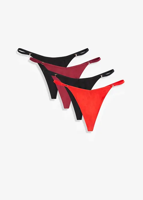 Stringtruse i V-modell med &oslash;kologisk bomull (4-pack), bonprix