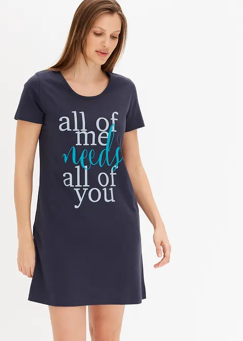 Kort nattkjole i 100% bomull (2-pack), bonprix