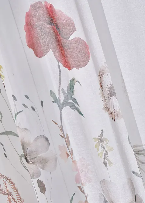 Gardin med resirkulert polyester og blomsterm&oslash;nster (1-pack), bonprix