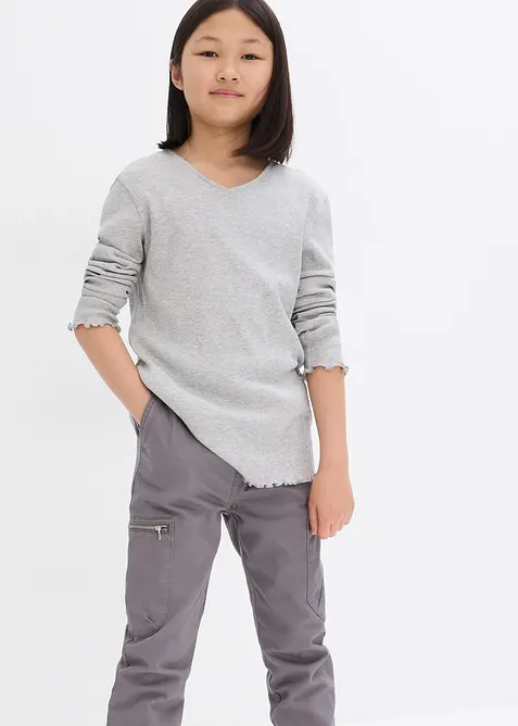 Ribbet topp med &oslash;kologisk bomull (2-pack), bonprix