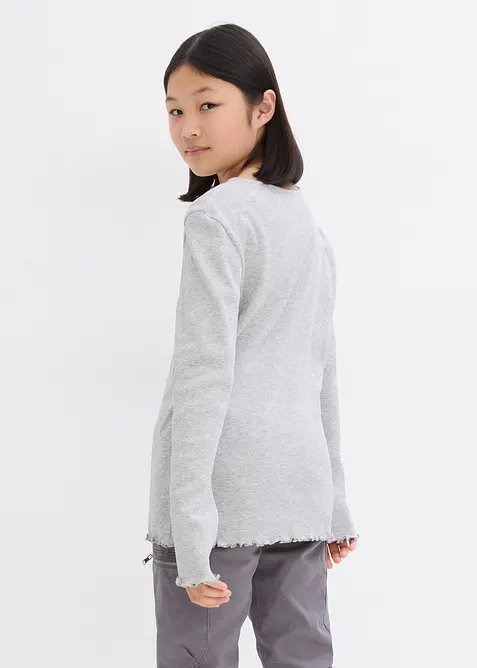 Ribbet topp med &oslash;kologisk bomull (2-pack), bonprix