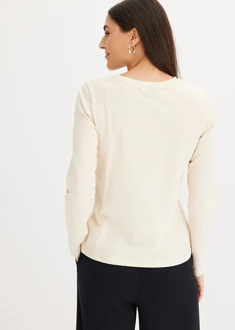 Langermet topp i &oslash;kologisk bomull, bonprix