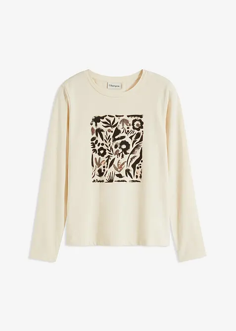 Langermet topp i &oslash;kologisk bomull, bonprix