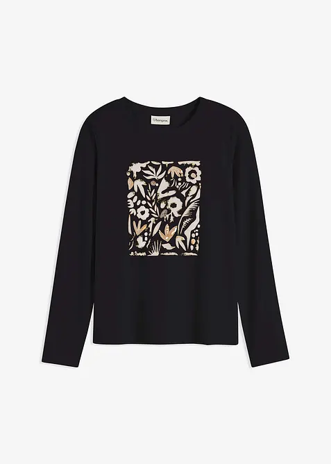 Langermet topp i &oslash;kologisk bomull, bonprix