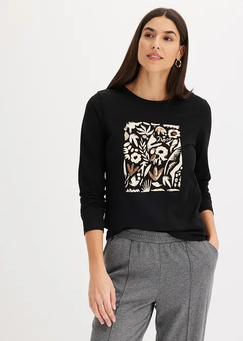 Langermet topp i &oslash;kologisk bomull, bonprix