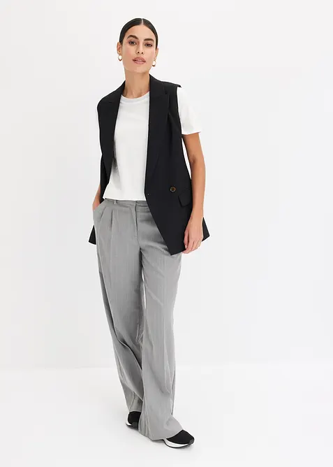 Topp med strikket kant p&aring; ermene og glittergarn, bonprix