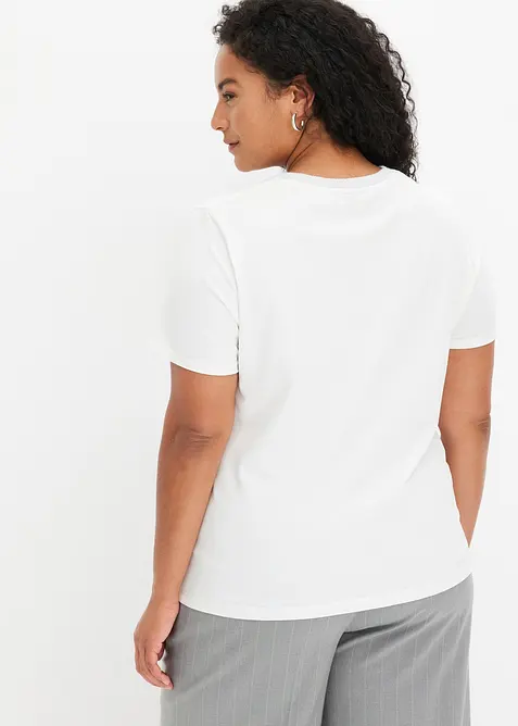 Topp med strikket kant p&aring; ermene og glittergarn, bonprix