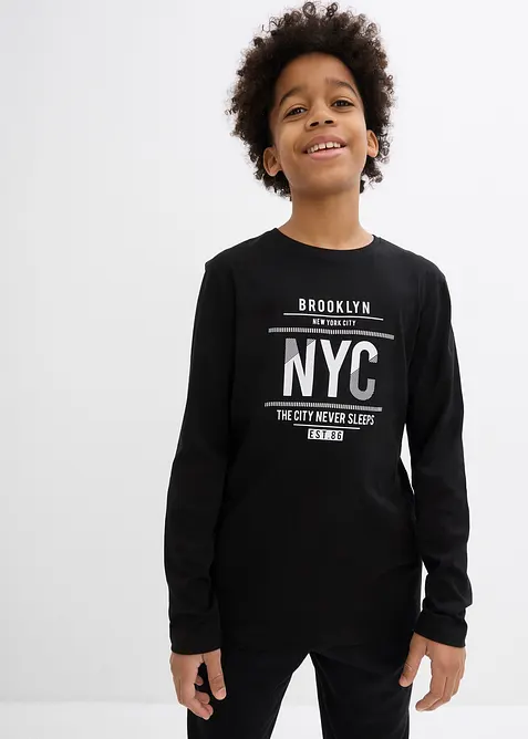 Langermet topp i ren &oslash;kologisk bomull, bonprix