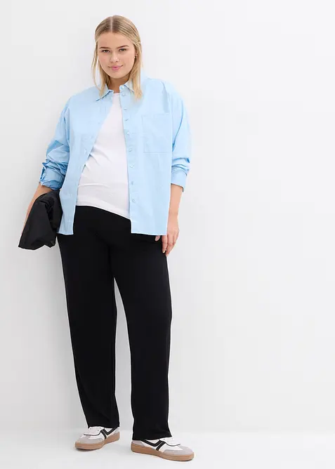 Mammabukse i jersey med vaflet linning, rette ben, bonprix