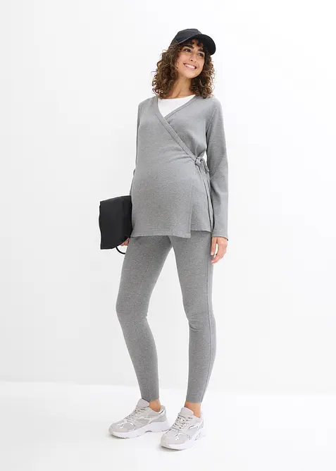 Sett med mamma-omslagstopp og behagelig leggings (2-delt sett), bonprix
