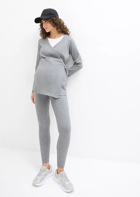 Sett med mamma-omslagstopp og behagelig leggings (2-delt sett), bonprix