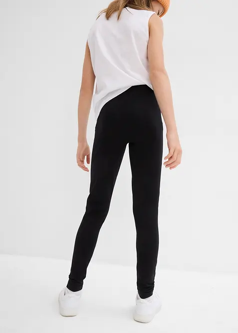 Leggings i elastisk, økologisk bomullsmiks (3-pack), bonprix
