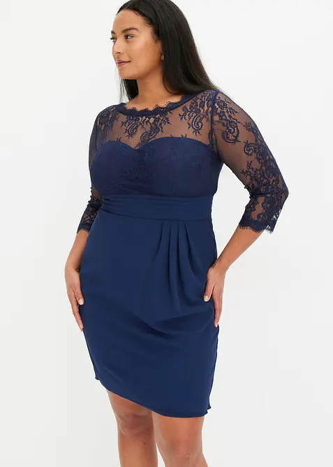 Minikjole med blonder, bonprix