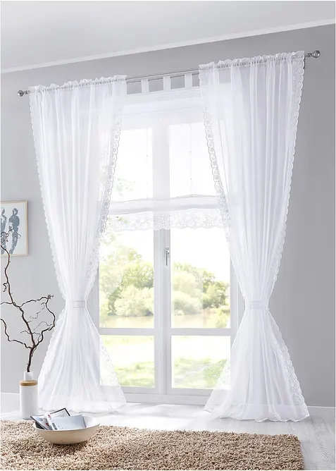 Gardin med broderi inkl. gardinholder (1-pack), bonprix