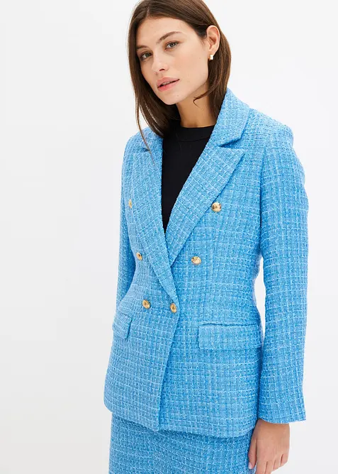 Dobbelkneppet bouclé-blazer, bonprix