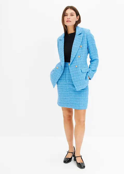 Dobbelkneppet bouclé-blazer, bonprix