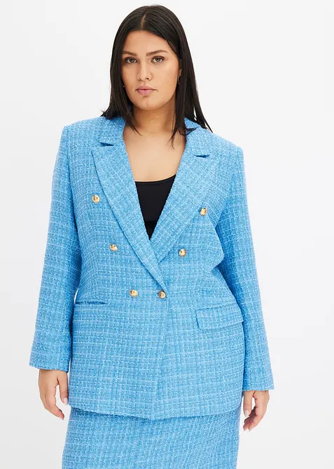 Dobbelkneppet bouclé-blazer, bonprix