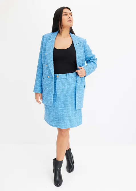 Dobbelkneppet bouclé-blazer, bonprix