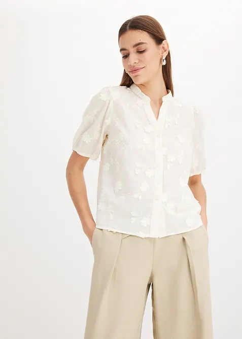 Kortermet bluse i 100% bomull, bonprix