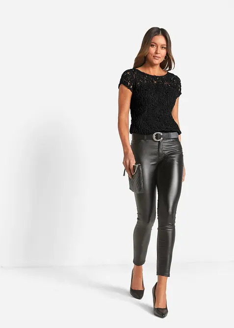 Bluse i blondemateriale, bonprix