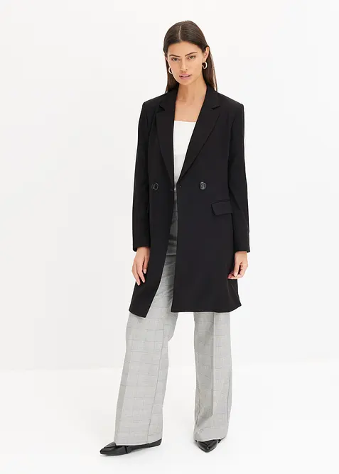 Lang blazer med V-hals, lange ermer, bonprix
