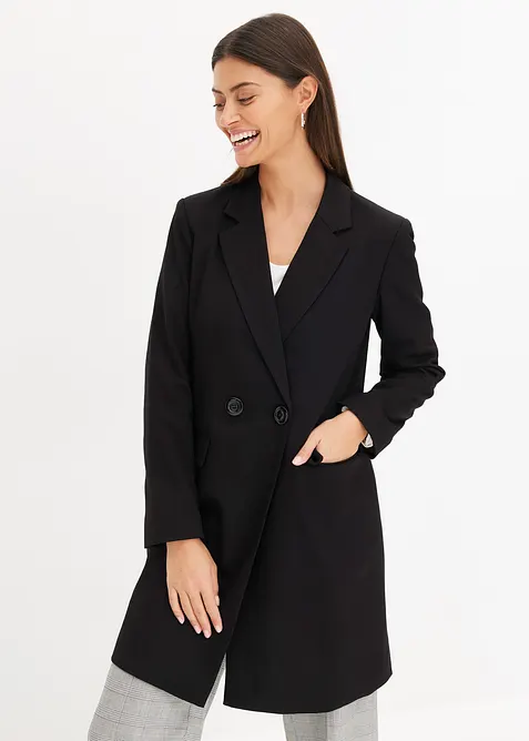 Lang blazer med V-hals, lange ermer, bonprix