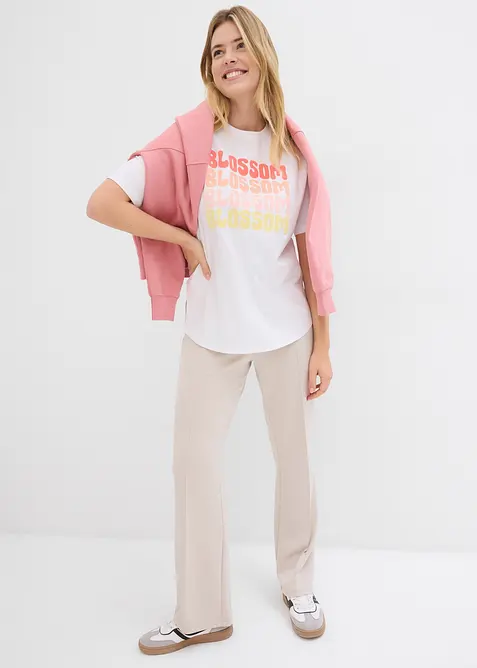 Oversized boxy topp i &oslash;kologisk bomull, bonprix