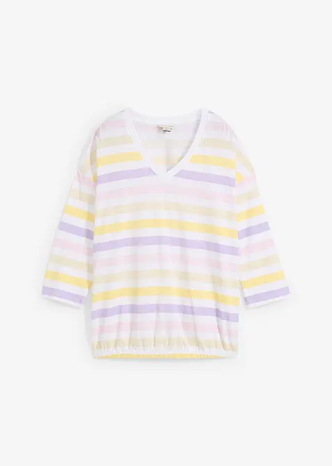 Topp i &oslash;kologisk bomullsslub, 3/4-lange ermer, bonprix