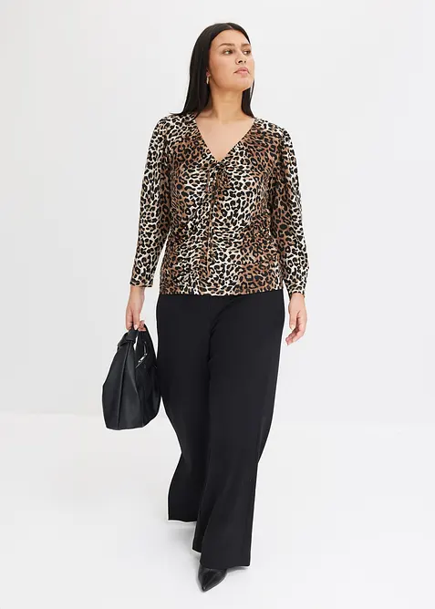 Langermet topp med rynking, bonprix