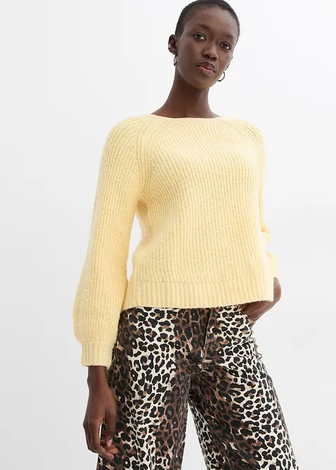 Vendbar strikkejakke med sløyfe, bonprix