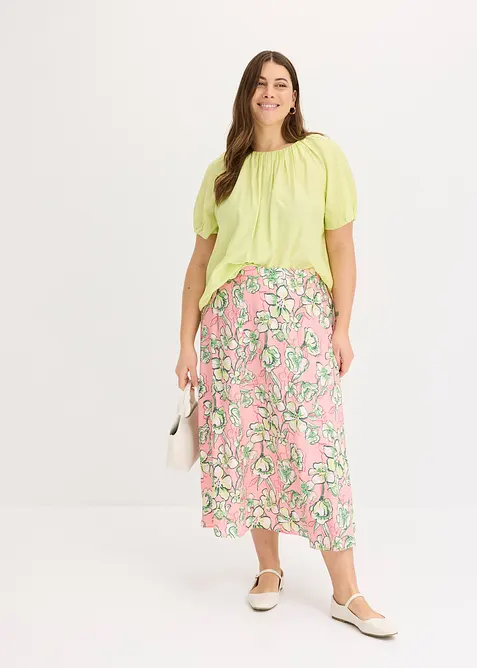 Midiskjørt i lett viskosemiks, bonprix