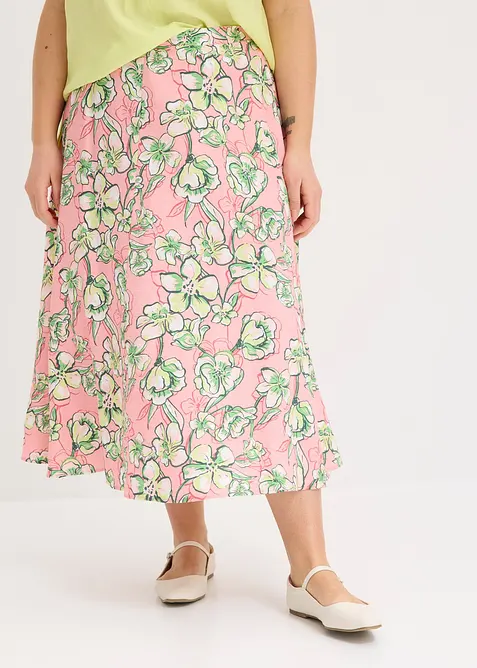 Midiskjørt i lett viskosemiks, bonprix