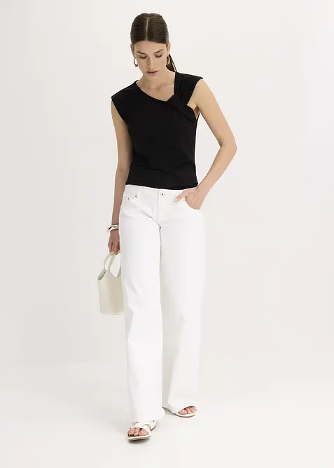 Topp i elastisk bomullsmiks med twist, bonprix