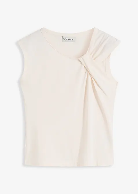 Topp i elastisk bomullsmiks med twist, bonprix