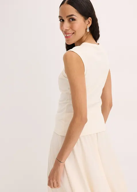 Topp i elastisk bomullsmiks med twist, bonprix