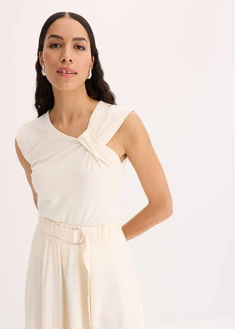 Topp i elastisk bomullsmiks med twist, bonprix