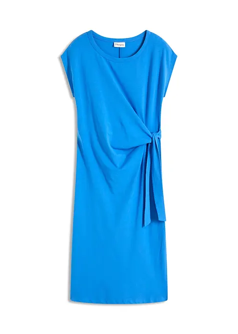 Trikotkjole i elastisk bomullsmiks med knyting, bonprix