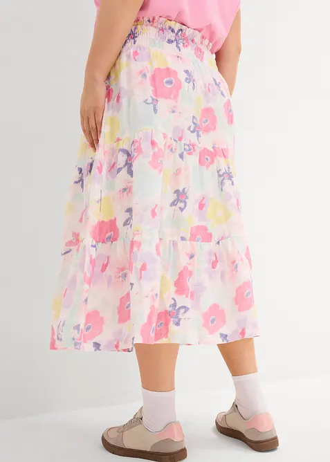 Volangskjørt i musselin, bonprix