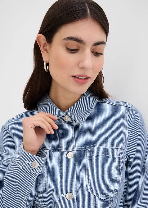 Jeansjakke med stripemønster, kortere modell, bonprix