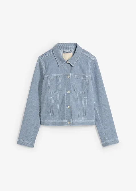 Jeansjakke med stripemønster, kortere modell, bonprix
