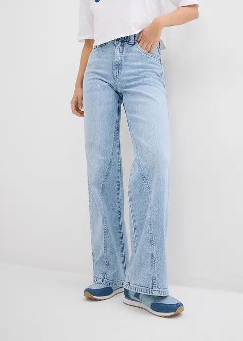 Wide Leg-jeans, High Waist, Low Stretch, bonprix