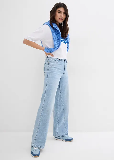 Wide Leg-jeans, High Waist, Low Stretch, bonprix